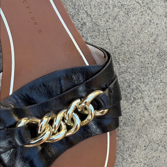 Zara Black Sandals with Gold Chain Accent - Picture 4 of 5